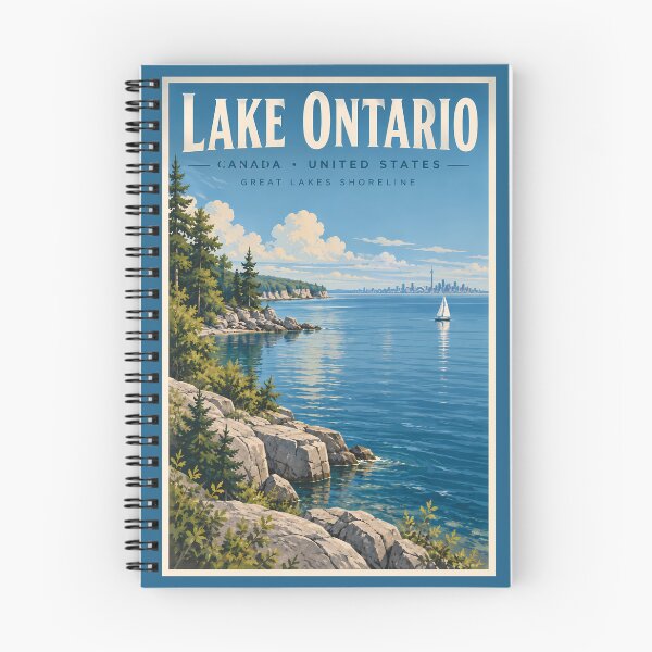 Item preview, Lake Ontario Illustration Travel Art Vintage designed and sold by KrisSidDesigns.