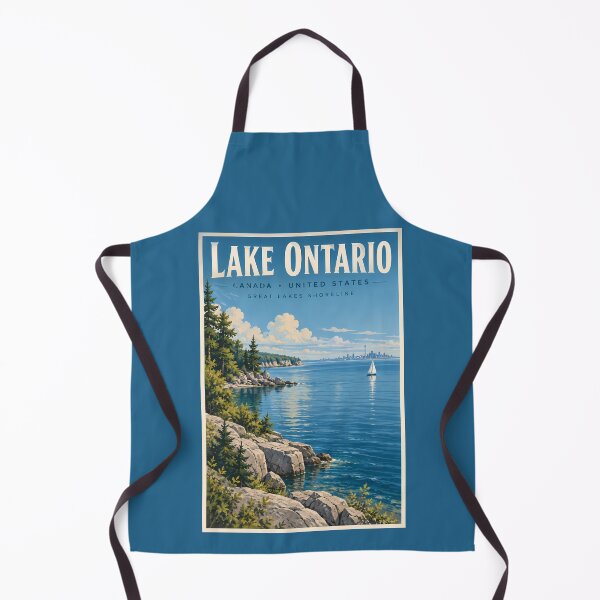 Item preview, Lake Ontario Illustration Travel Art Vintage designed and sold by KrisSidDesigns.