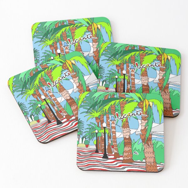 Item preview, Alicante esplanade with palm trees, illustration, souvenirs, travel mementos, visit to Alicante in color designed and sold by Miduart.