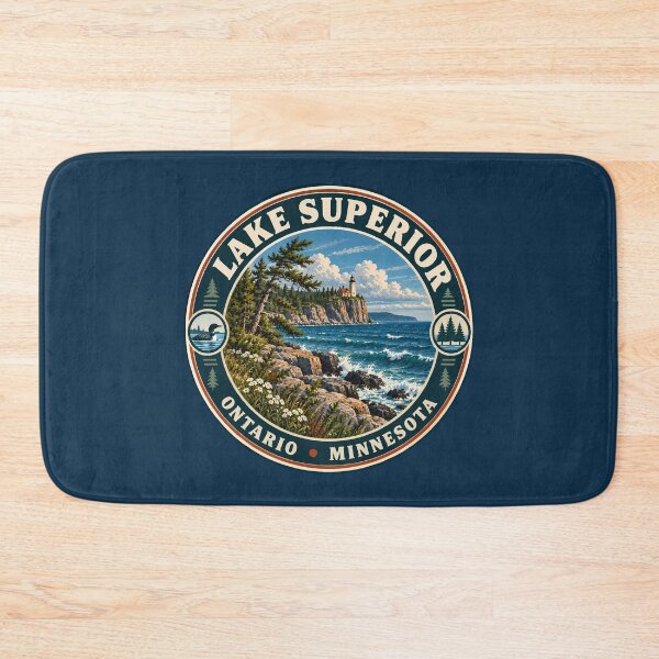 Item preview, Lake Superior Illustration Travel Art Badge designed and sold by KrisSidDesigns.