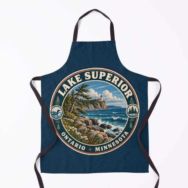 Item preview, Lake Superior Illustration Travel Art Badge designed and sold by KrisSidDesigns.