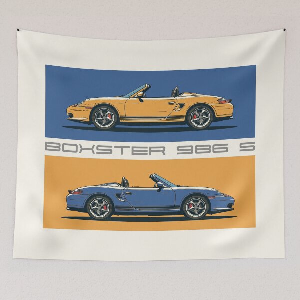 Item preview, 2 Porsche 986 Boxsters Blue and yellow illustration Essential  designed and sold by blackdogshop.