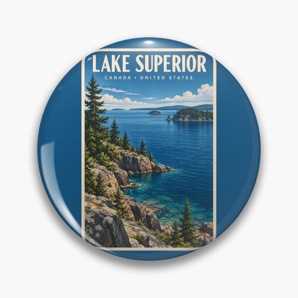Item preview, Lake Superior Illustration Travel Art Vintage designed and sold by KrisSidDesigns.