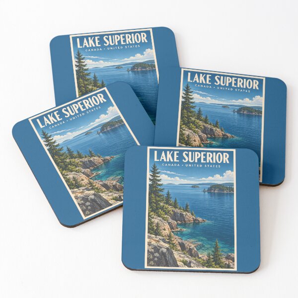 Item preview, Lake Superior Illustration Travel Art Vintage designed and sold by KrisSidDesigns.