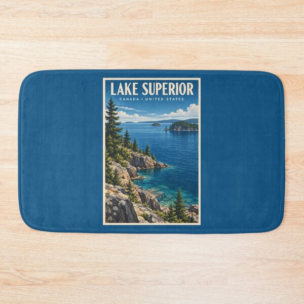Item preview, Lake Superior Illustration Travel Art Vintage designed and sold by KrisSidDesigns.