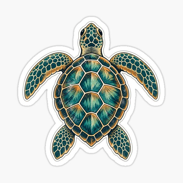 Item preview, Hawaiian Honu Sea Turtle Vintage Surf Sticker designed and sold by SurfShop Design.