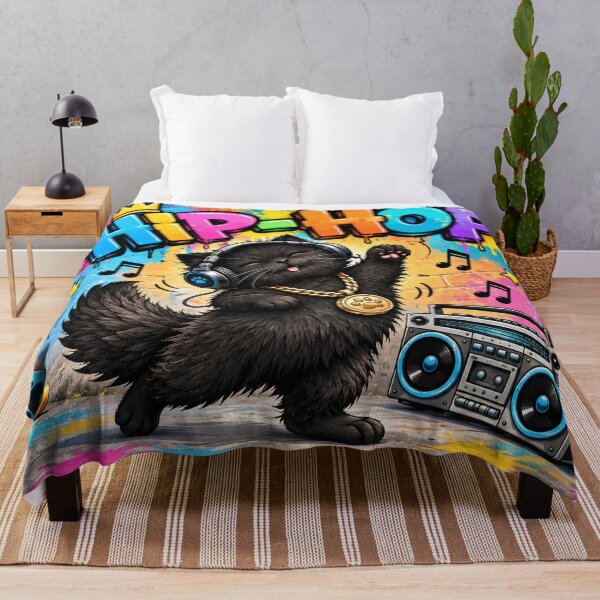 Item preview, Hip-Hop Floof – Dancing Black Cat designed and sold by lumar23.