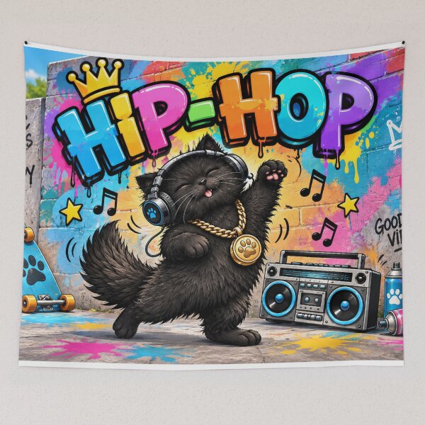Item preview, Hip-Hop Floof – Dancing Black Cat designed and sold by lumar23.
