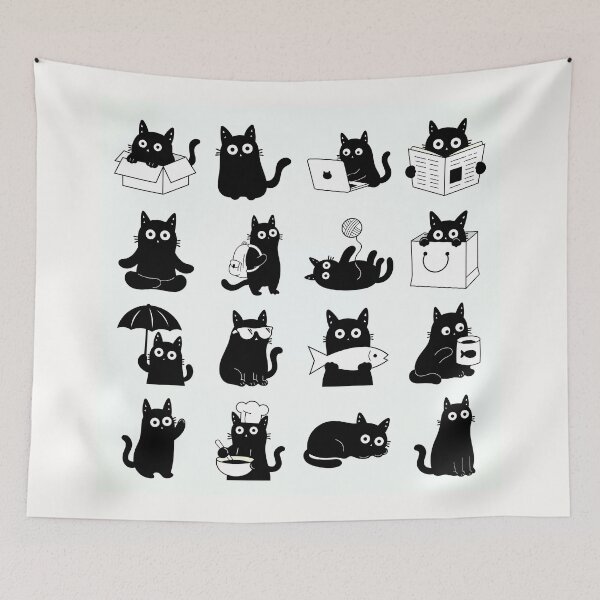 Item preview, Cute Black Cats Vector Illustration – Sweet Adorable Kitten Artwork for Cat Lovers designed and sold by DibujandoPorfa.