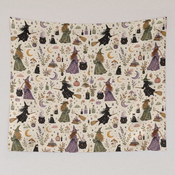 Item preview, Whimsical witch halloween pattern designed and sold by Sandy Beach Decor.