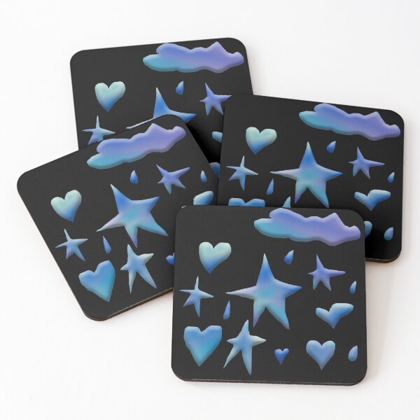 Item preview, Dreamy Blue Aura Stars and Hearts - Y2K 3D Glass Effect Pattern designed and sold by cutepid.