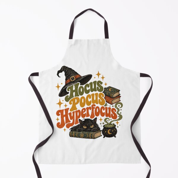 Item preview, Hocus Pocus Hyperfocus - Cute Black Cat Witch Retro Halloween Funny ADHD Hyperfocus Quote designed and sold by Neurospicy Trolls.