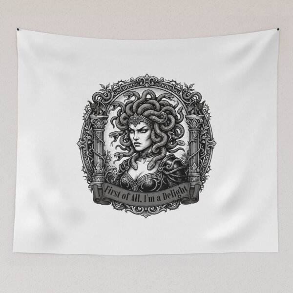 Item preview, Retro Vintage Sarcastic Medusa First Of All I Am A Delight  designed and sold by w66aboo.