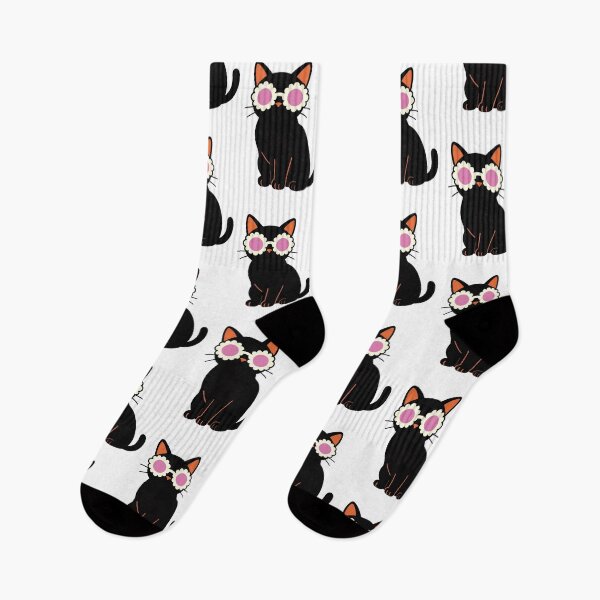 Item preview, Cute Black Cat with Flower Sunglasses – Kawaii Retro Kitty designed and sold by WildArtIT.