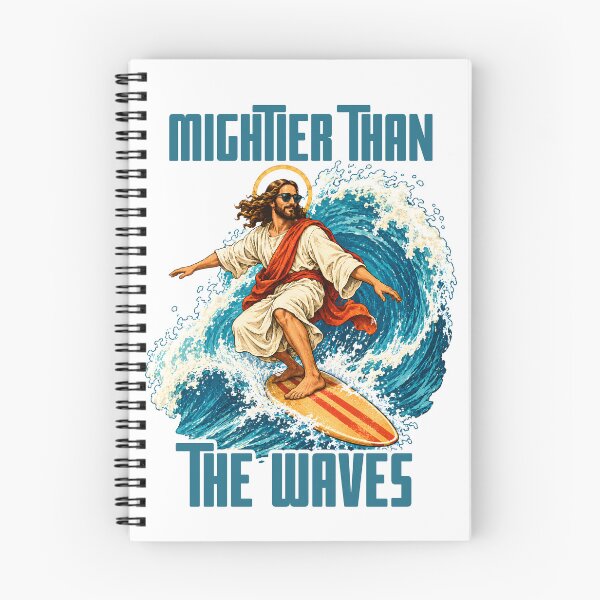Item preview, Mightier Than The Waves - Jesus Surfing Christian Faith Inspirational Surfing Jesus designed and sold by Neurospicy Trolls.