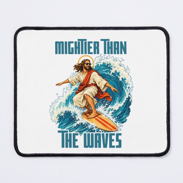 Item preview, Mightier Than The Waves - Jesus Surfing Christian Faith Inspirational Surfing Jesus designed and sold by Neurospicy Trolls.