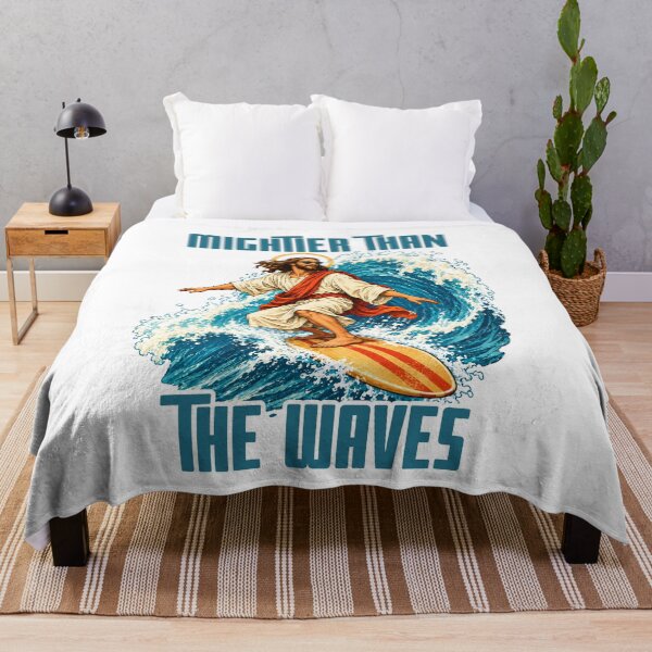 Item preview, Mightier Than The Waves - Jesus Surfing Christian Faith Inspirational Surfing Jesus designed and sold by Neurospicy Trolls.