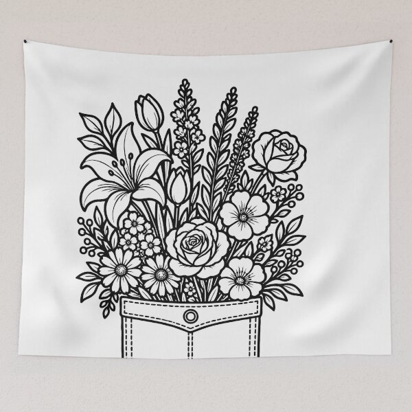 Item preview, Wildflower Pocket – Elegant Botanical Floral Illustration designed and sold by essamtariq.