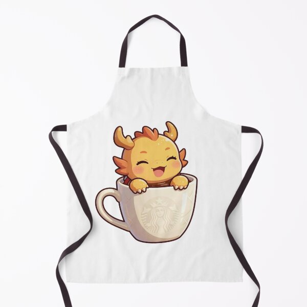 Item preview, cute happy orange dragon in white coffee shop mug chibi designed and sold by WildArtIT.