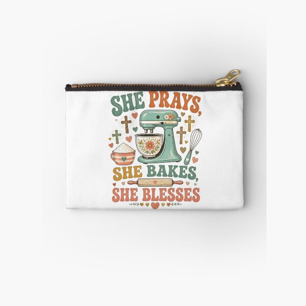 Item preview, She Prays She Bakes She Blesses Christian Baking Shirt designed and sold by Illustrated Faith.