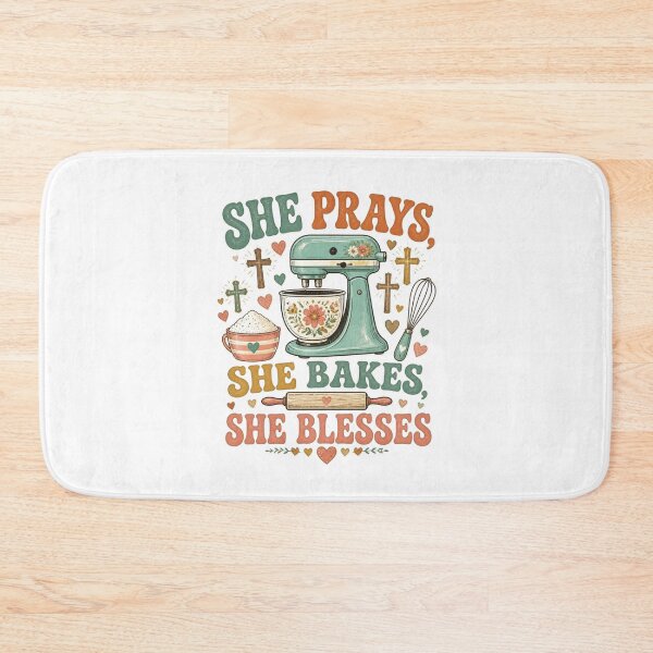 Item preview, She Prays She Bakes She Blesses Christian Baking Shirt designed and sold by Illustrated Faith.
