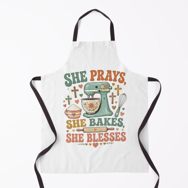 Item preview, She Prays She Bakes She Blesses Christian Baking Shirt designed and sold by Illustrated Faith.