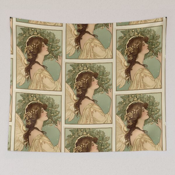 Item preview, Art nouveau Christmas angel card designed and sold by MendaciousMina.