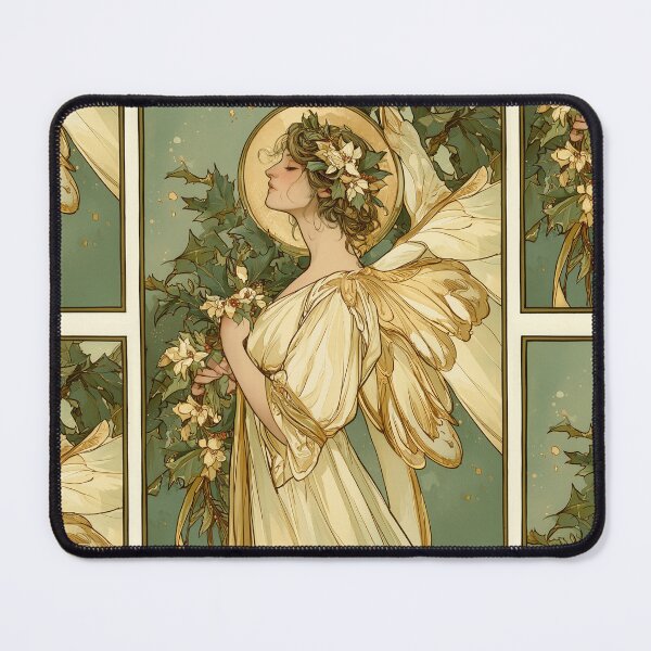 Item preview, Art nouveau Christmas angel card designed and sold by MendaciousMina.
