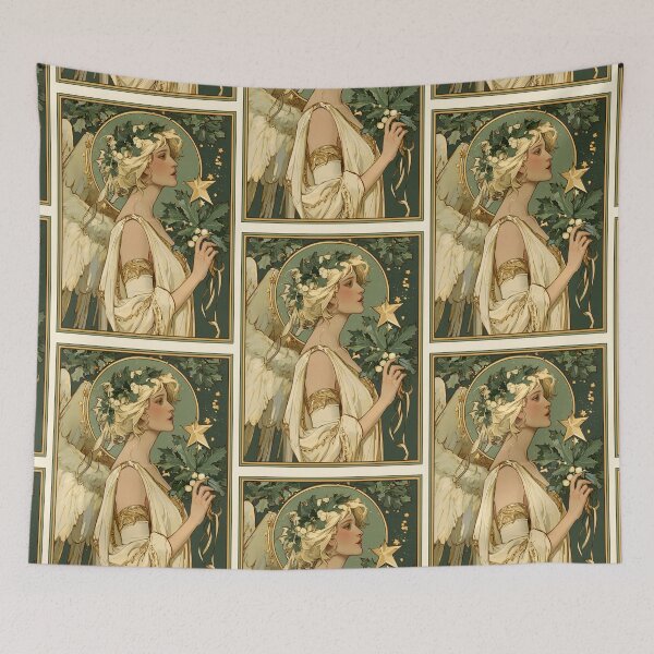 Item preview, Art nouveau Christmas angel card designed and sold by MendaciousMina.