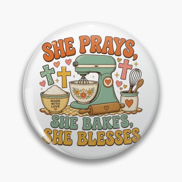Item preview, She Prays She Bakes She Blesses Christian Baking Shirt designed and sold by Illustrated Faith.