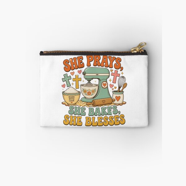 Item preview, She Prays She Bakes She Blesses Christian Baking Shirt designed and sold by Illustrated Faith.