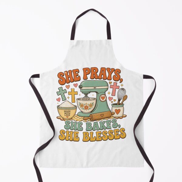 Item preview, She Prays She Bakes She Blesses Christian Baking Shirt designed and sold by Illustrated Faith.