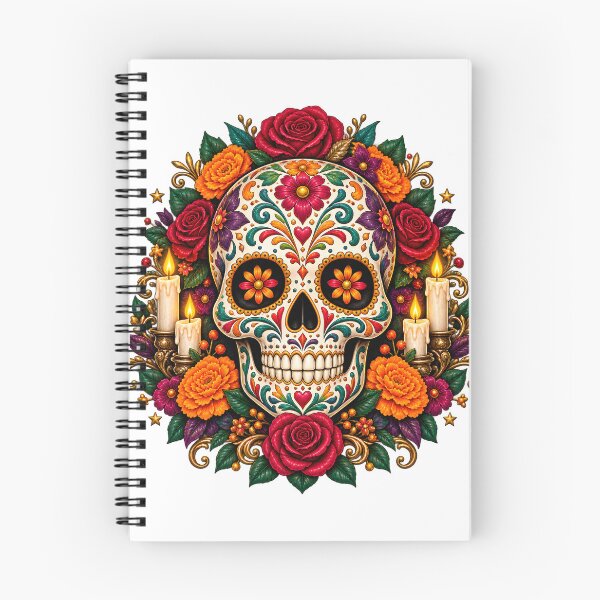 Item preview, Colorful Floral Skull – Roses, Marigold Flowers & Ornamental Details designed and sold by Clothes With Smiling Animals Walt Gral.