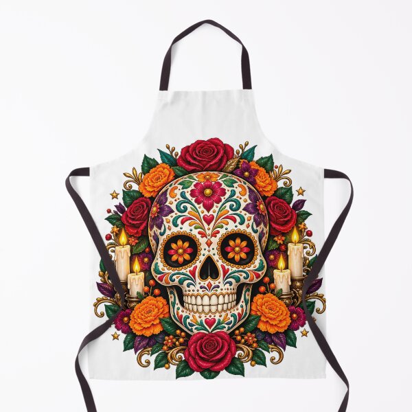 Item preview, Colorful Floral Skull – Roses, Marigold Flowers & Ornamental Details designed and sold by Clothes With Smiling Animals Walt Gral.