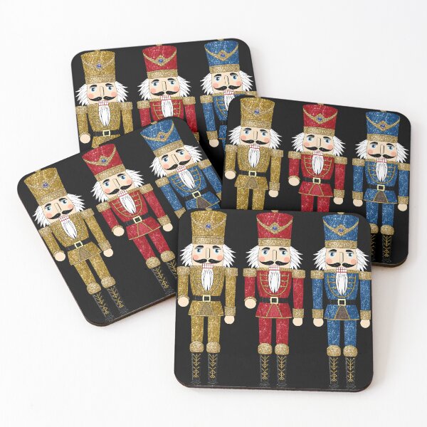 Item preview, Glitter Nutcracker Trio | Gold Red Blue Christmas Soldiers designed and sold by VibranPalette.