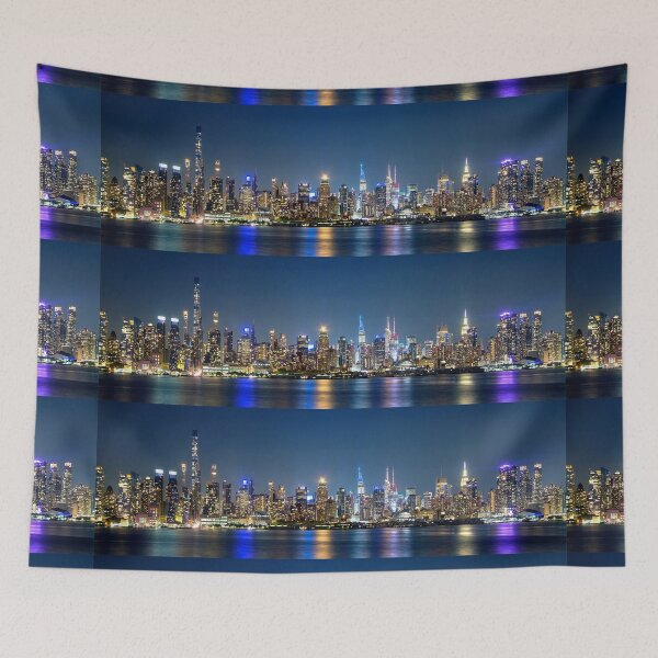 Item preview, New York City Skyline - Panoramic Night Art designed and sold by DGMaxShop.