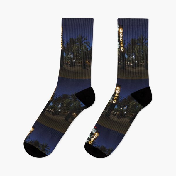 Item preview, Barcelona city landscape at night designed and sold by Sock Garden.