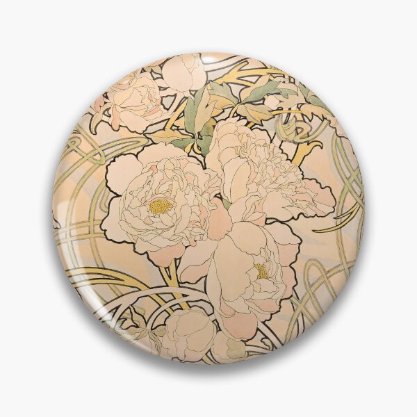Item preview, Alfonse Mucha Art Nouveau Peonies designed and sold by antiqueart.