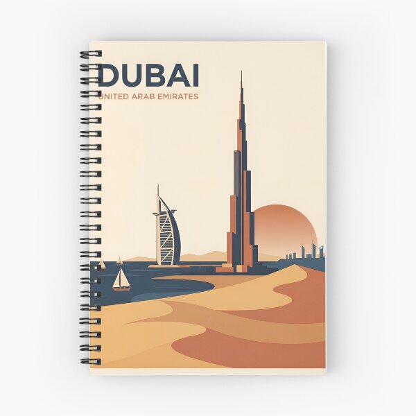 Item preview, Dubai UAE Vintage Travel Poster - Minimalist Skyline Art Print designed and sold by DuckOddity.