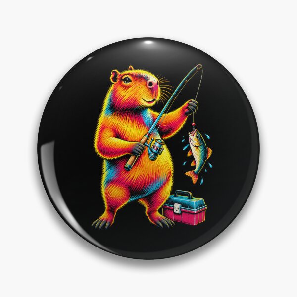 Item preview, Fishing Capybara Colourful Animal Angler Design designed and sold by JesterKrewArt.