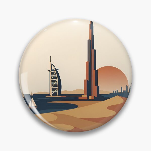 Item preview, Dubai UAE Vintage Travel Poster - Minimalist Skyline Art Print designed and sold by DuckOddity.