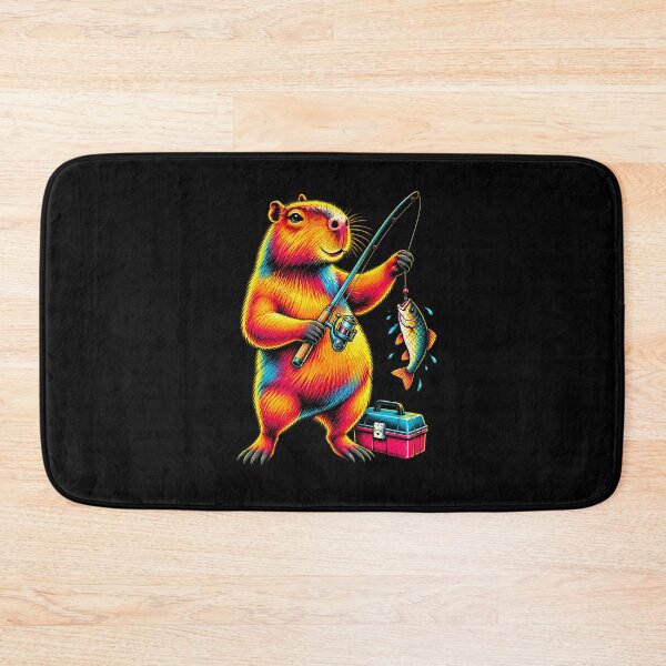 Item preview, Fishing Capybara Colourful Animal Angler Design designed and sold by JesterKrewArt.