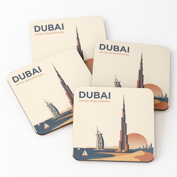 Item preview, Dubai UAE Vintage Travel Poster - Minimalist Skyline Art Print designed and sold by DuckOddity.