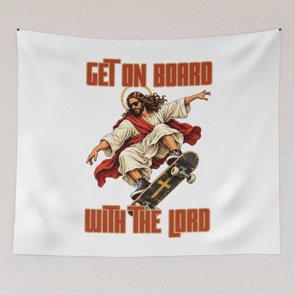 Item preview, Get On Board With The Lord - Jesus Skateboarding Christian Faith  designed and sold by Neurospicy Trolls.