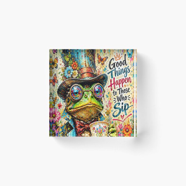 Item preview, Whimsical Gentleman Frog Sipping Tea designed and sold by CyndiEpps.