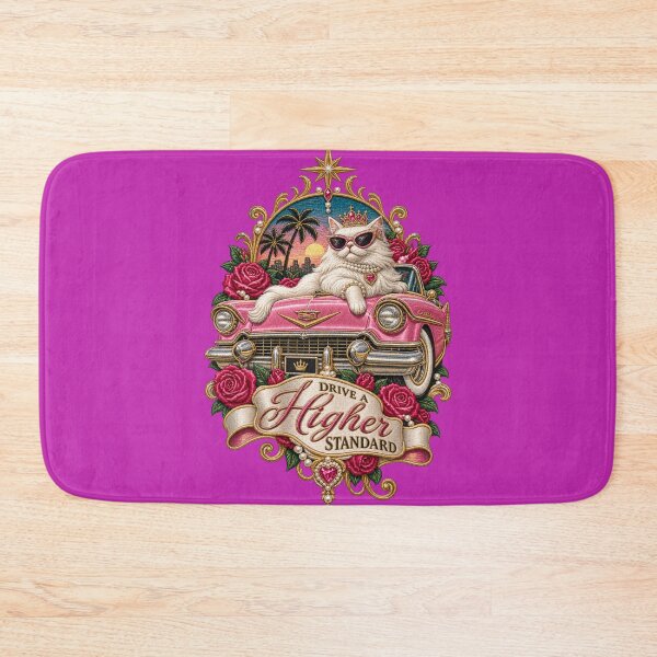 Item preview, Pink Vintage Luxury Car Cat Embroidery – Drive a Higher Standard Retro Glam Design designed and sold by Emoji Emblems.