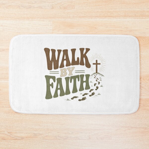 Item preview, Walk by Faith Christian Vintage Typography Shirt designed and sold by Illustrated Faith.