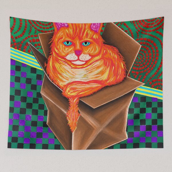 Item preview, If I Fits, I Sits – Psychedelic Cat in a Box designed and sold by artbycassia.