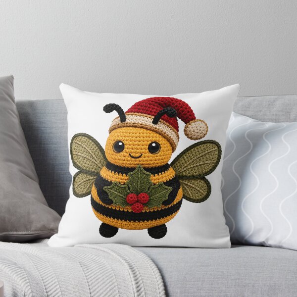 Item preview, Christmas Crochet Bee with Holly – Cute Festive Bumble Bee designed and sold by Digital Culture Studio.