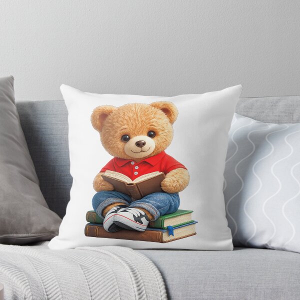 Item preview, Teddy Bear Reading a Book and Sitting on Books Shapes Mania designed and sold by Shapes-Mania.